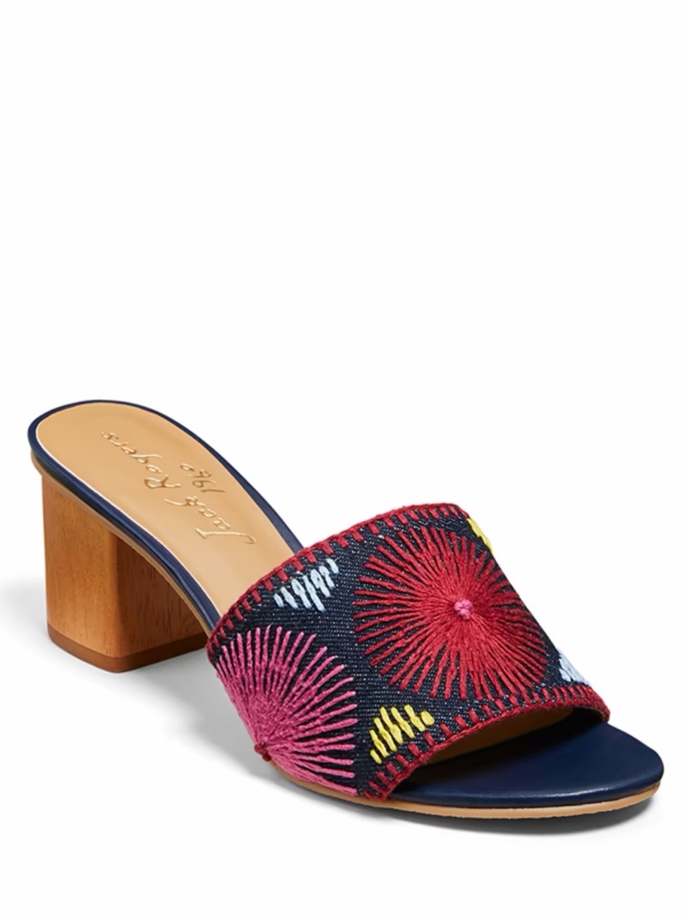 Jack Rogers Bettina Mid-Heel Embroidered Sandals